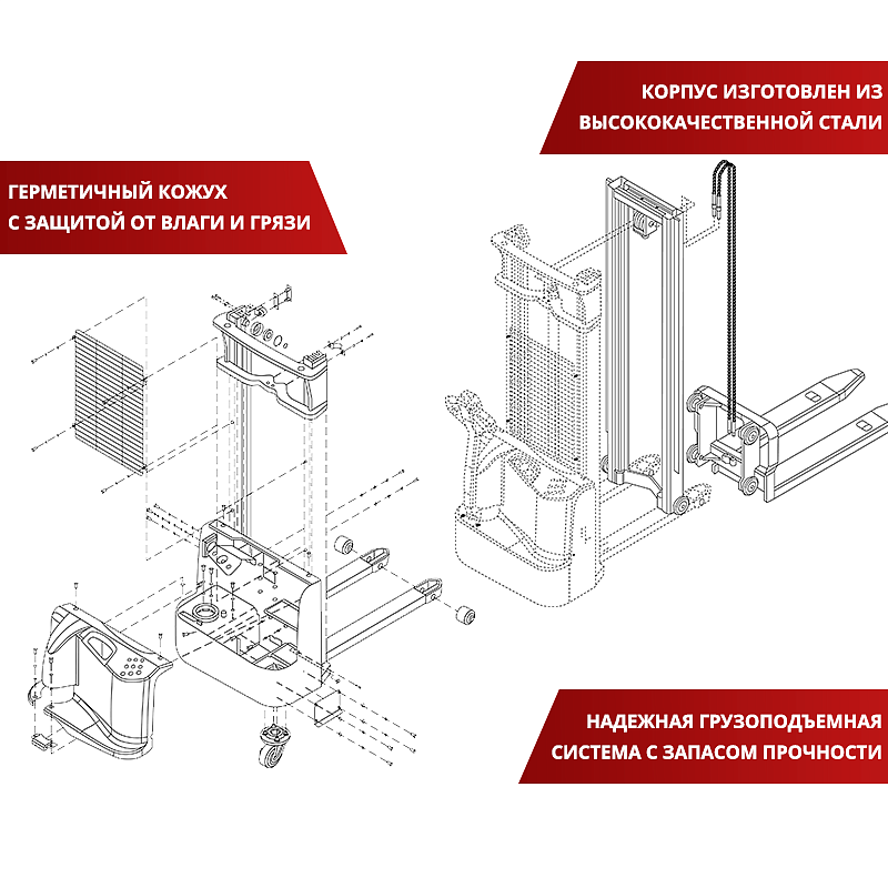 Фото 48 - Самоходный Штабелер AX-3012 OXLIFT 3 м 1200 кг.