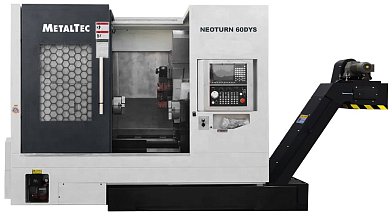 Фото 1 - MetalTec NeoTurn 60DYS (Syntec)- Токарный станок ЧПУ с наклонной станиной и противошпинделем.